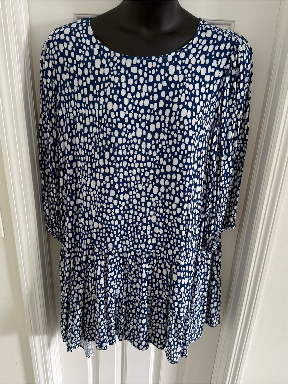 Eloquii Navy and White Printed Mini Dress
